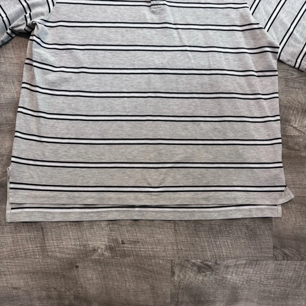 Polo Golf Ralph Lauren Gray Black White Stripe Short Sleeve Polo Shirt Mens XL